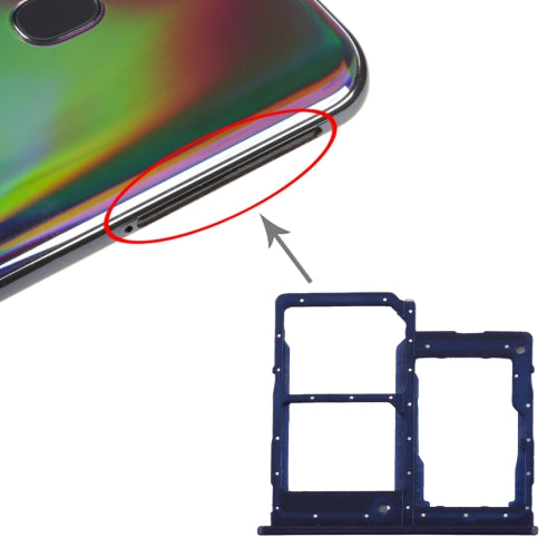 Vassoio per scheda SIM per Galaxy A40 + Vassoio per scheda SIM + Vassoio per scheda Micro SD (blu scuro)