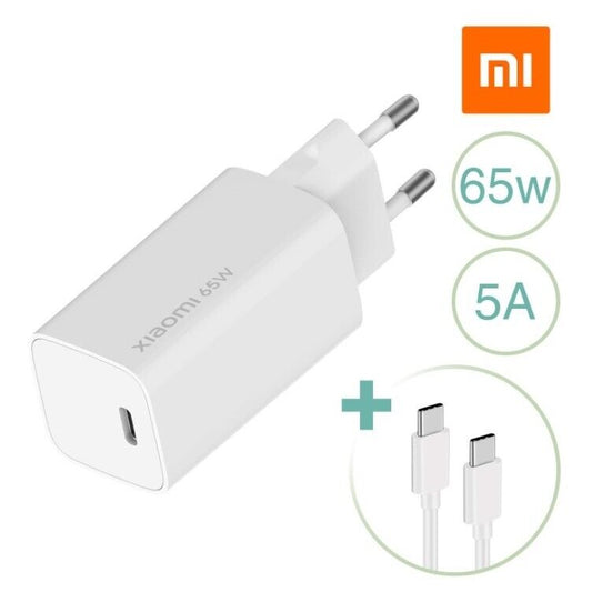Xiaomi Mi 65W Wall Charger USB-C +USB-A GaN Tech completo di cavo
