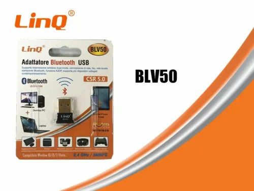 Adattatore Bluetooth 5.0 USB Supporto Trasmissioni Dual Mode LINQ BLV50