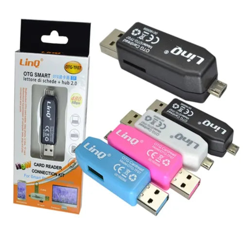 OTG SMART lettore di schede + hub 2.0 card reader connection kit Linq Otg-tf07