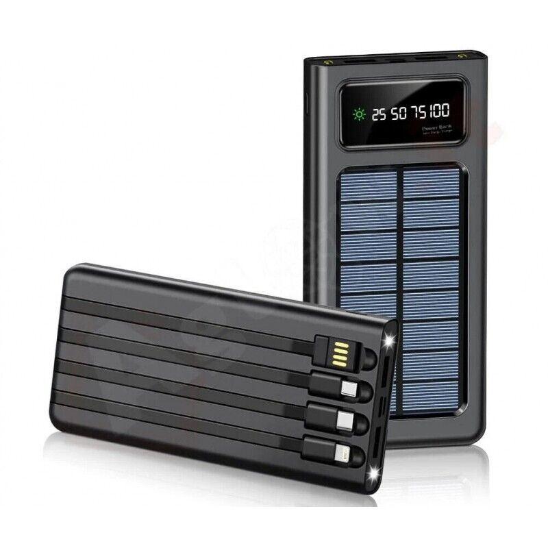 Power bank solare Linq PD15200 15000mAh con 4 uscite - batteria esterna - con pannello solare - ricarica solare o elettrica