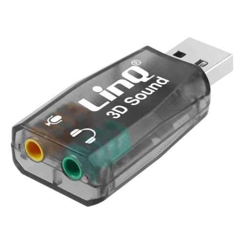 Scheda audio esterna da USB a 2x jack 3,5 mm microfono surround 5.1 LinQ nera