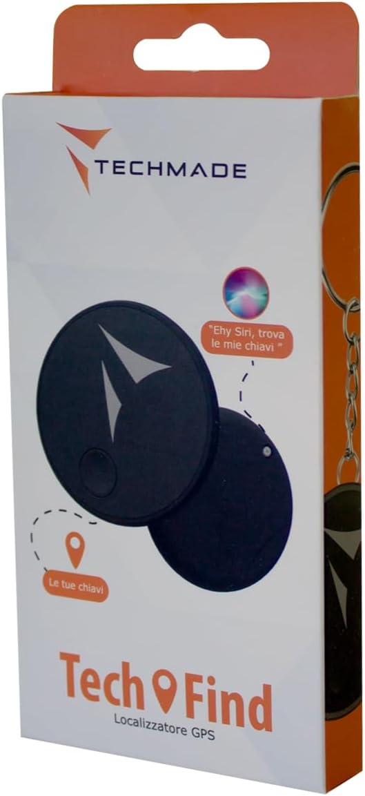 Localizzatore gps per chiavi, macchine, borse, zaini, valigie, funzione SOS inclusa. Funziona con app Dov’è di Apple (licenza ufficiale apple)